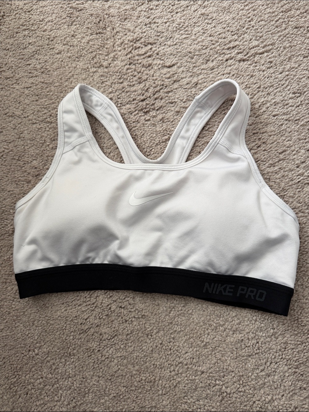 Nike White Sports Bra with Black Elastic Band